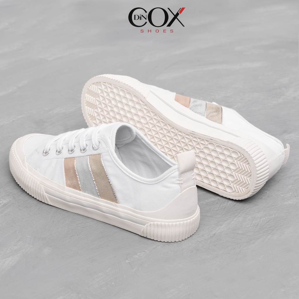 Giày Sneaker Bata Vải Canvas Nữ DINCOX C20 Nữ Tính Sang Trọng Methalic White