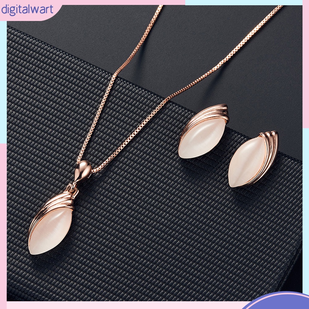 Bộ Dây Chuyền + Bông Tai Đính Đá Thời Trang Sang Trọng Cho Nữ