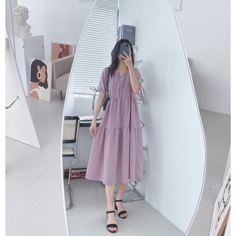 váy baby doll cổ V dài | BigBuy360 - bigbuy360.vn