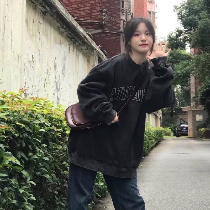 ÁO SWEATER màu đen chữ trắng A11SLAVE - áo thu đông