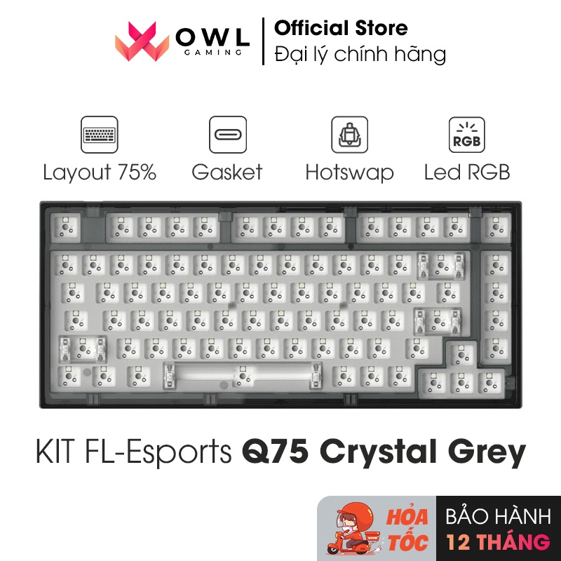 Kit bàn phím cơ FL-Esports Q75 Crystal Grey (Gasket-mount / Hotswap / Led RGB) - Hàng chính hãng