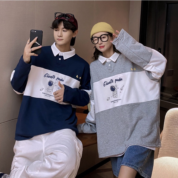 Áo polo sweater unisex in hình NASA - Áo thun dài tay nam nữ fom rộng chất vải Cotton, phong cách Ulzzang - MonlyShop785