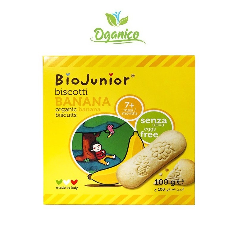 Bánh ăn dặm hữu cơ cho bé vị chuối Bio Junior 100g (Từ 7 tháng tuổi)