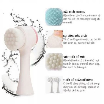 [ SALE SỈ] Cọ Massage Rửa Mặt KOREA 2 Đầu 3D Gai Silicon Và Tơ Nhân Tạo | BigBuy360 - bigbuy360.vn