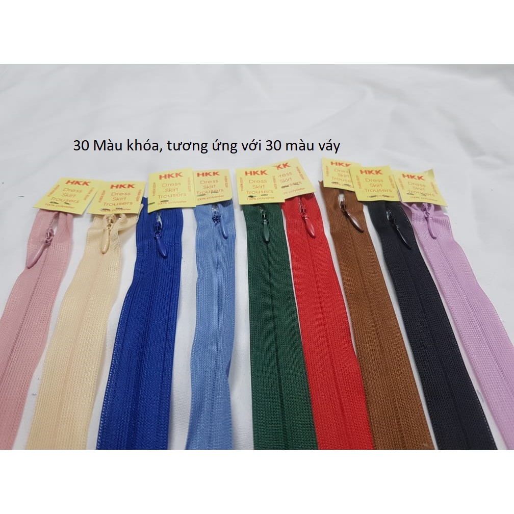 [phụ kiên] Khóa Séc Kéo loại 1HKK 25cm với 30 màu khóa