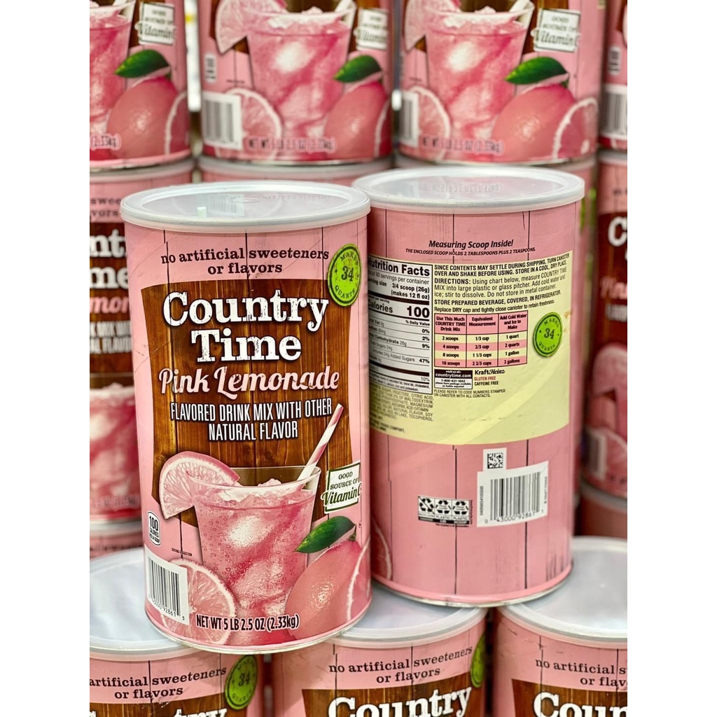 Bột cam TANG 2.04KG &amp; Bột Chanh Country Time Drink Mix Lemonade 2.33Kg– Mỹ- Pha nước ngon như nước cam/chanh tươi