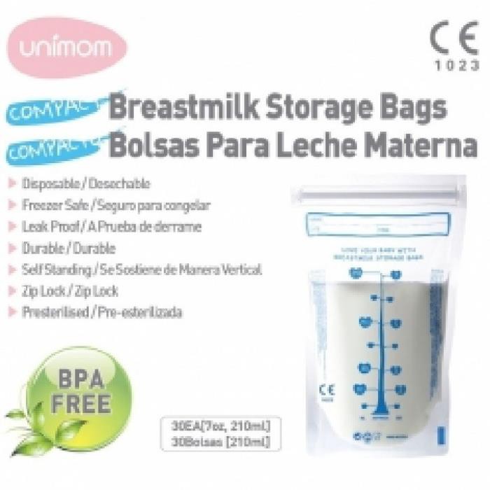 Hộp 60 túi trữ sữa mẹ Unimom Compact không có BPA 210ml
