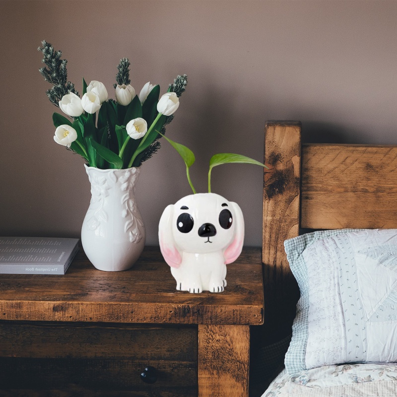 Khuôn Silicone Làm Chậu Cây Hình Chú Chó Mắt To 3D DIY