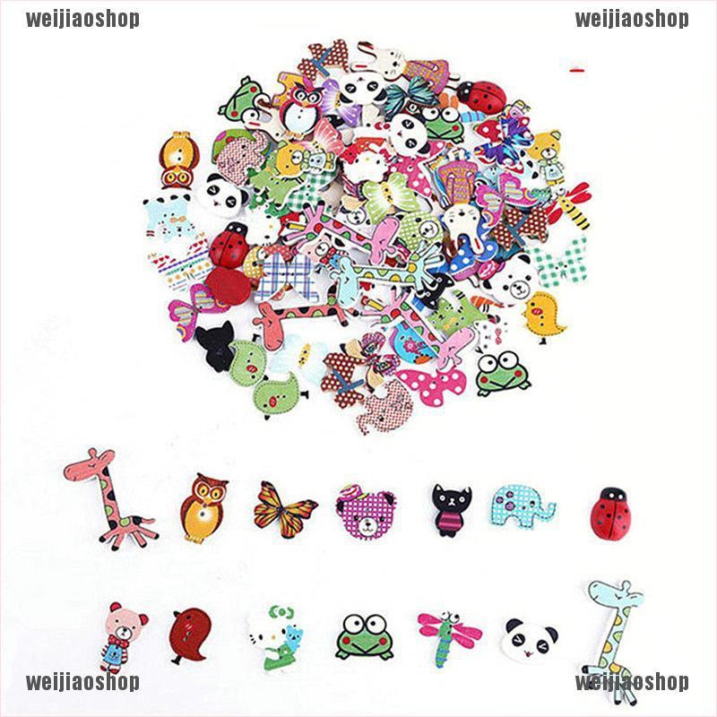 Phụ Kiện Weijiao2 Chất Lượng Cao☆ 50 Khuy Gỗ Hình Hoạt Hình