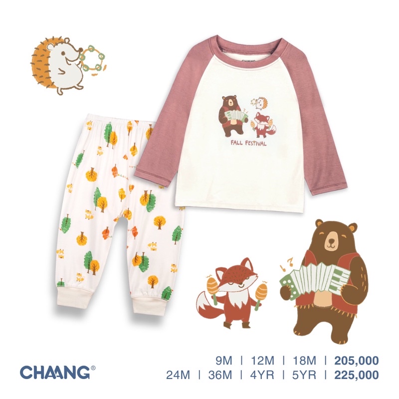 Bộ quần áo dài tay raglan và cổ trụ cho bé từ 3 tháng đến 5 tuổi