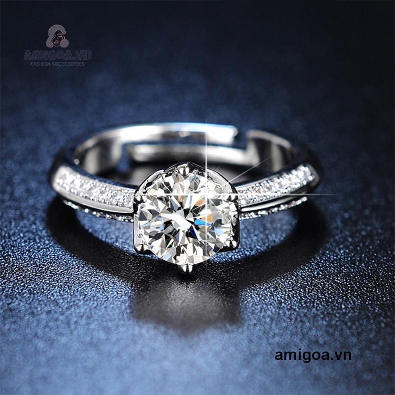 Nhẫn Bạc 925 Đính Đá Zircon Thời Trang Có Thể Điều Chỉnh Cho Nữ