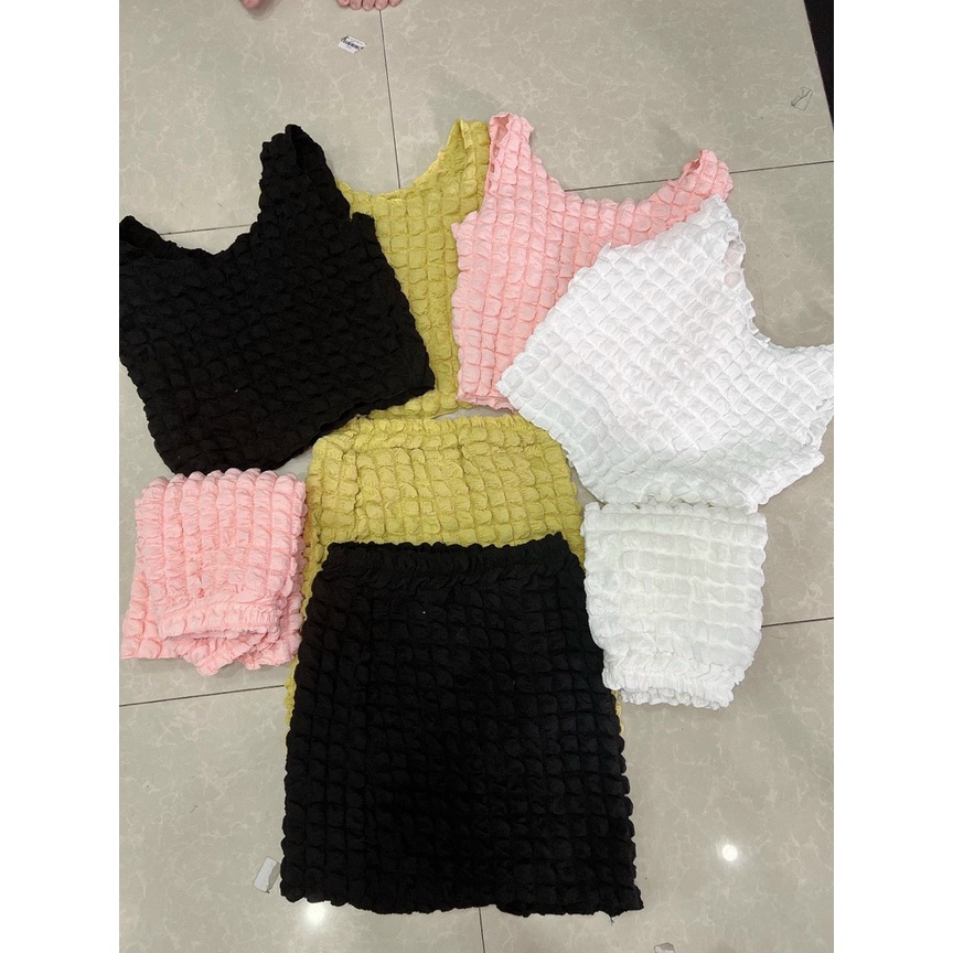 Set áo ba lỗ croptop kèm chân váy ôm body siêu tôn dáng cho nữ đi chơi tiệc