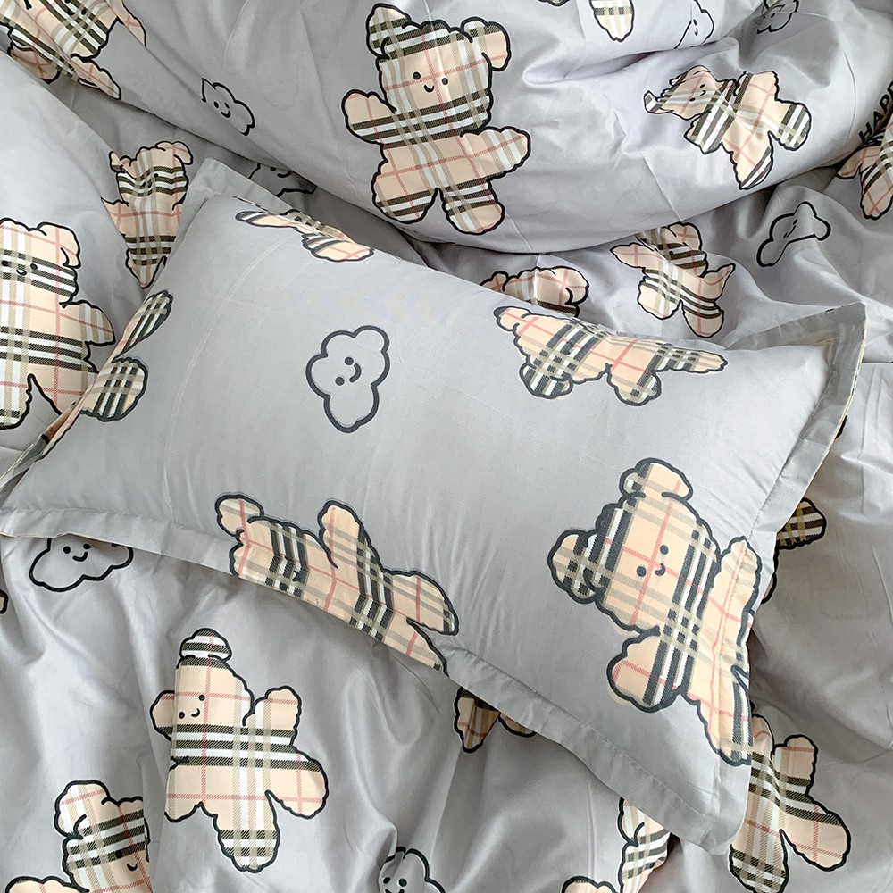 Bộ chăn ga gối Poly Cotton REE Bedding họa tiết gấu ULZZANG Hàn Quốc đủ size giường nệm