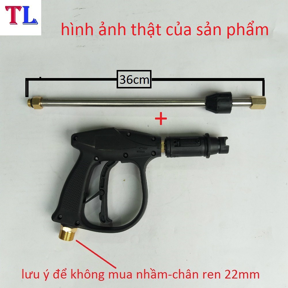 súng rửa xe áp lực cao nối dài (súng ren 22mm+ống nối 36cm)