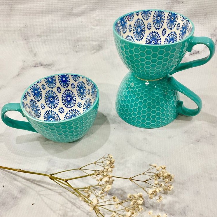 Ly capuchino màu sắc có họa tiết vân nổi