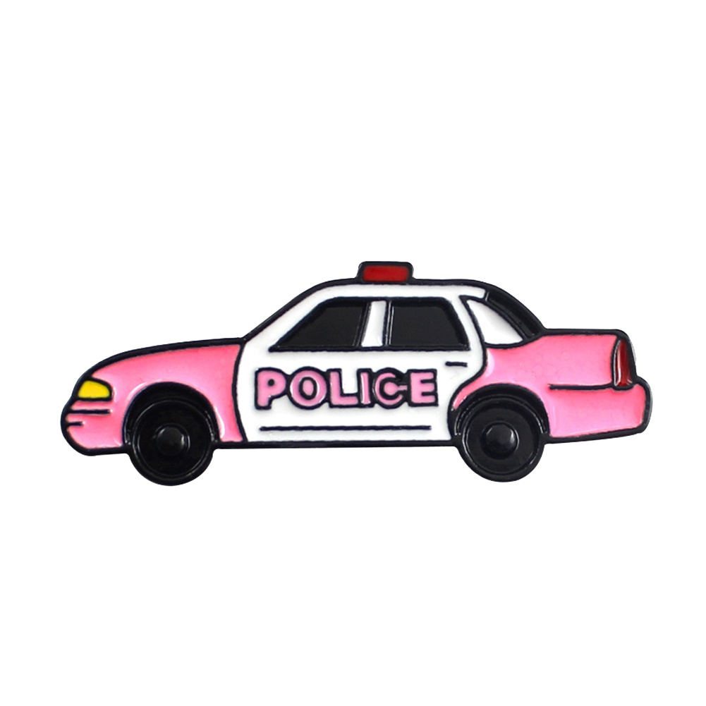 Ghim cài hình xe cảnh sát hoạt hình trang trí quần áo cặp xách cho nam và nữ