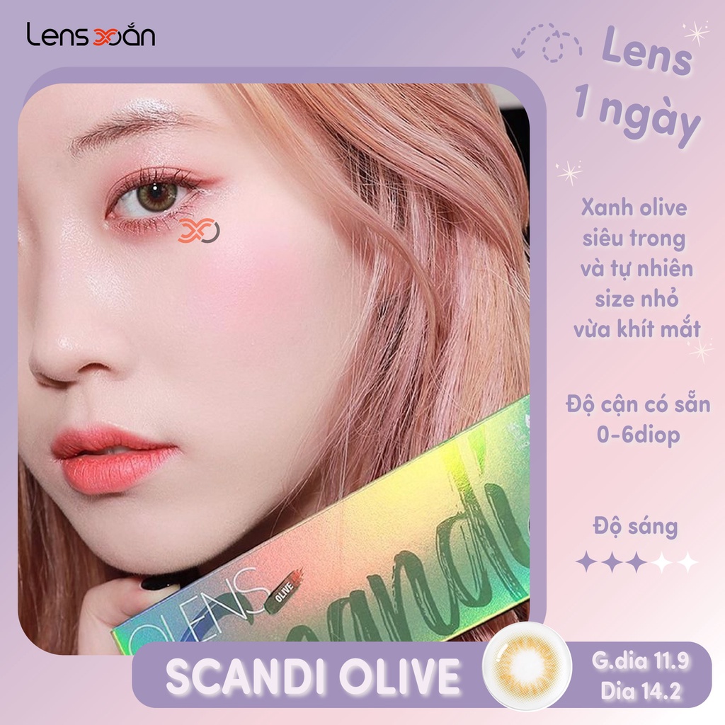 KÍNH ÁP TRÒNG 1 NGÀY SCANDI OLIVE CỦA OLENS: LENS XANH LÁ TRONG TỰ NHIÊN | LENS XOẮN