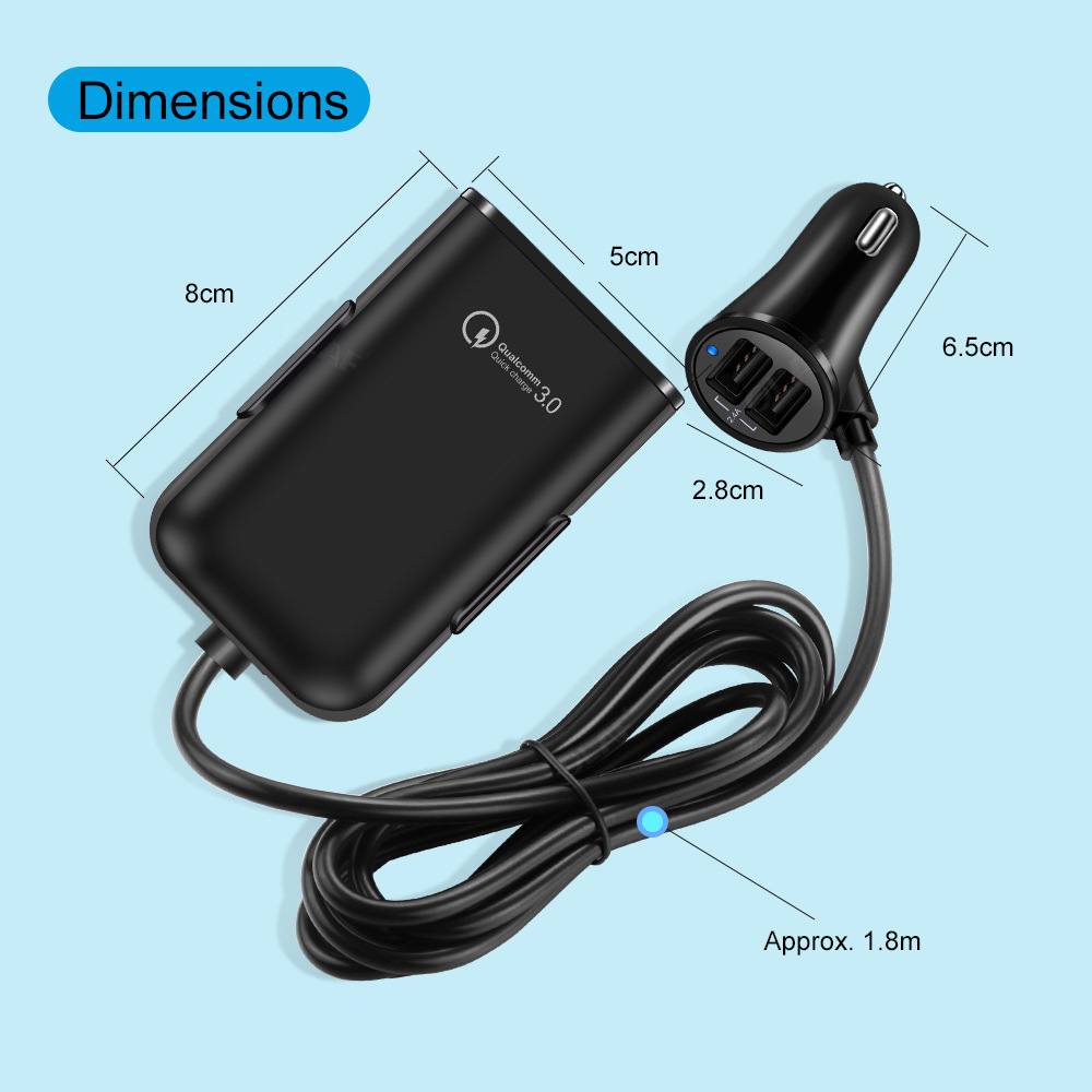 Tẩu Sạc Nhanh Xe Hơi KEBIDUMEI QC 3.0 + 3x 3.1A Với 4 Cổng USB