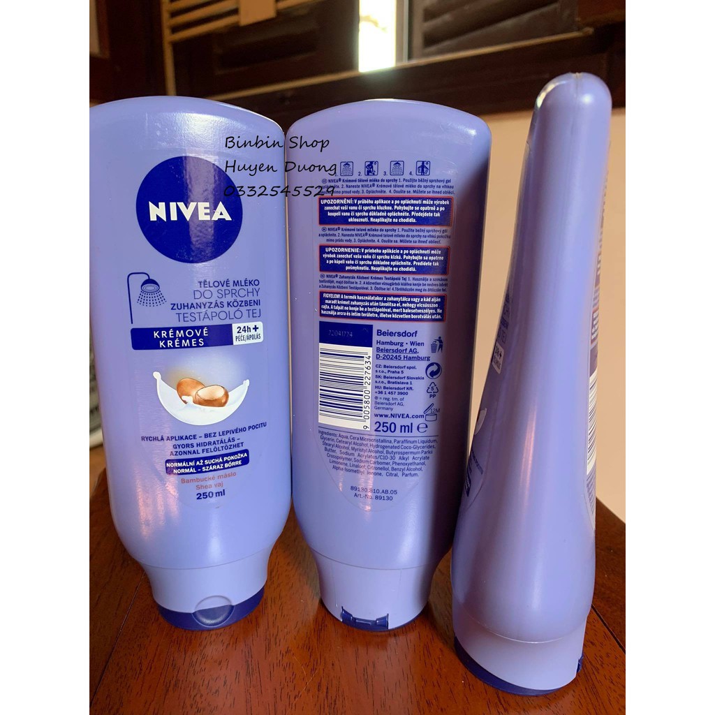 Kem xả tắm dưỡng thể Nivea 250ml- TINH CHẤT BƠ-HÀNG SÉC
