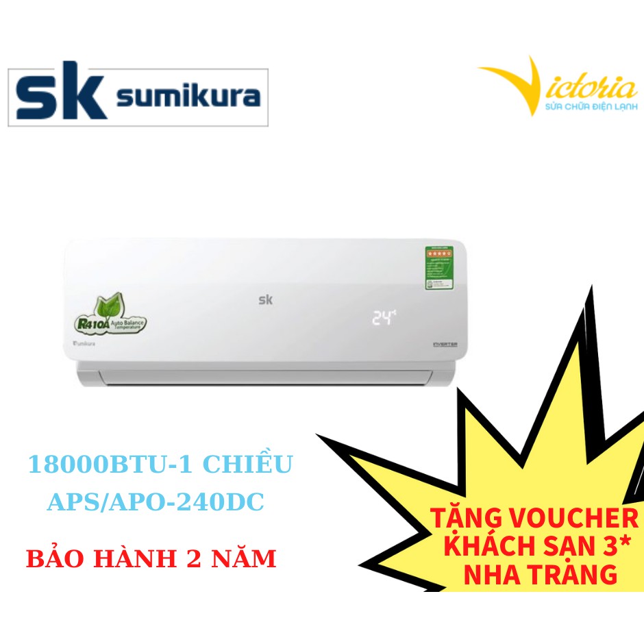 MIỄN PHÍ CÔNG LẮP ĐẶT & VẬT TƯ - Điều hòa không khí 1 chiều Sumikura 18000BTU Inverter – APS/APO-180DC Mới