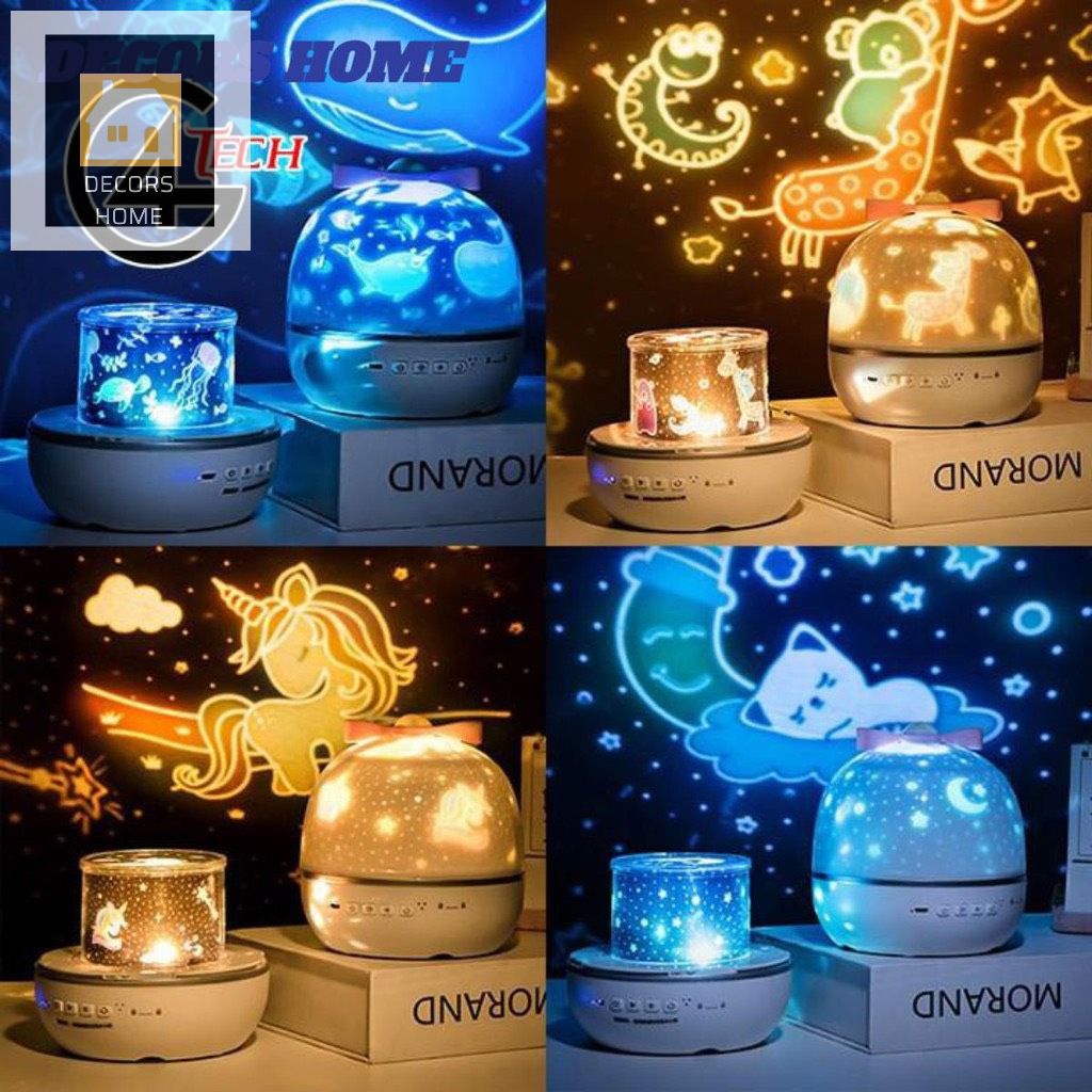 Đèn ngủ chiếu sao vũ trụ đại dương cổ tích xoay tự động dùng trang trí phòng ngủ tuyệt đẹp (tặng kèm 6 tấm phim)