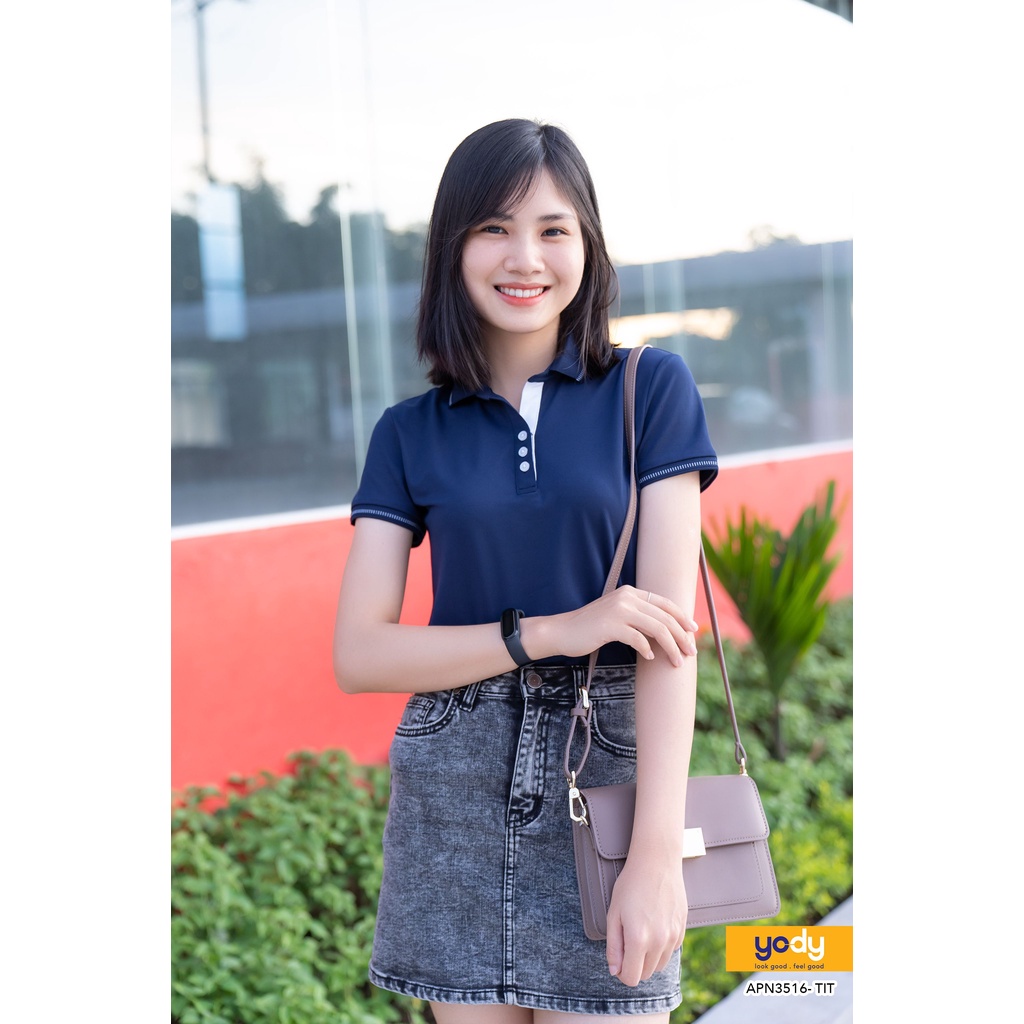 Aó Polo Nữ YODY Coolmax Lacoste Có Cổ Chống Tia UV, Kháng Khuẩn APN3516