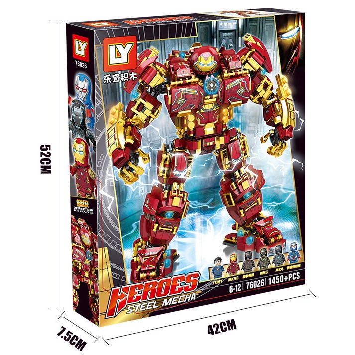 Đồ Chơi Xếp Hình LY 76026 Lắp Ráp Kiểu LEGO Marvel Avengers Mô Hình HulkBuster Với 1450 Mảnh Ghép