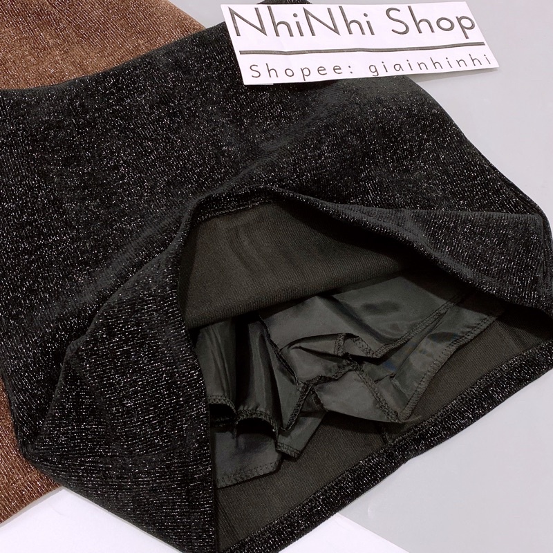 Xả hàng - Chân váy dáng A chất nhung tăm ánh nhũ dày dặn CV728 - NhiNhi Shop