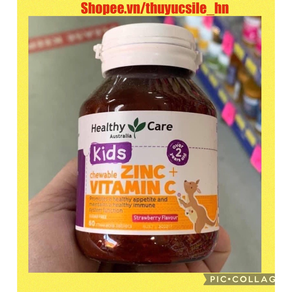 Viên nhai kẽm ZinC + Vitamin C Healthycare cho bé từ 2 tuổi