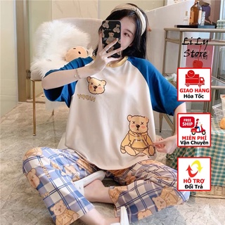 Đồ bộ Nữ mặc nhà dễ thương chất liệu Cotton đầy đặn mát mịn (tay ngắn quần dài ) mã 01