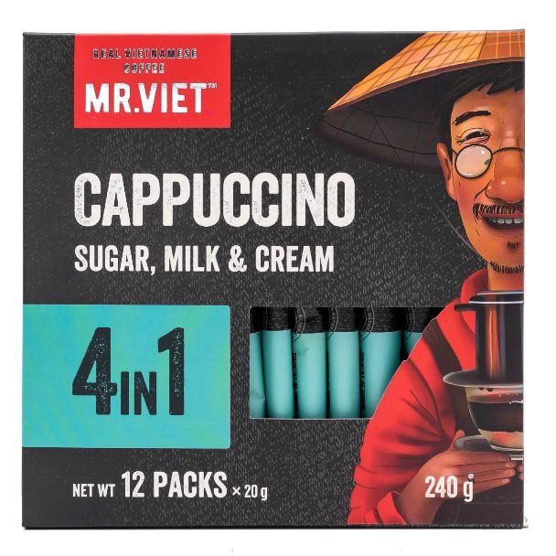 Cà Phê Hòa Tan Cappuccino 4 In1 Mr.Viet Hộp 240G )