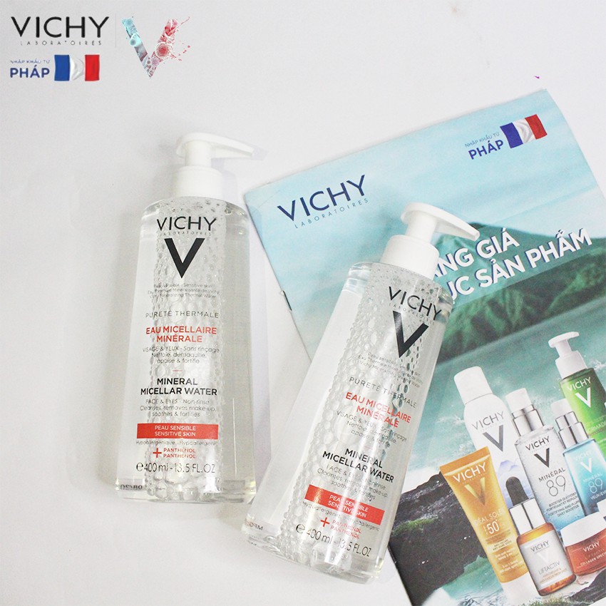 [NHẬP KHẨU-TEM PHỤ] Nước tẩy trang VICHY dành cho da nhạy cảm - da dầu và da hỗn hợp  400ml