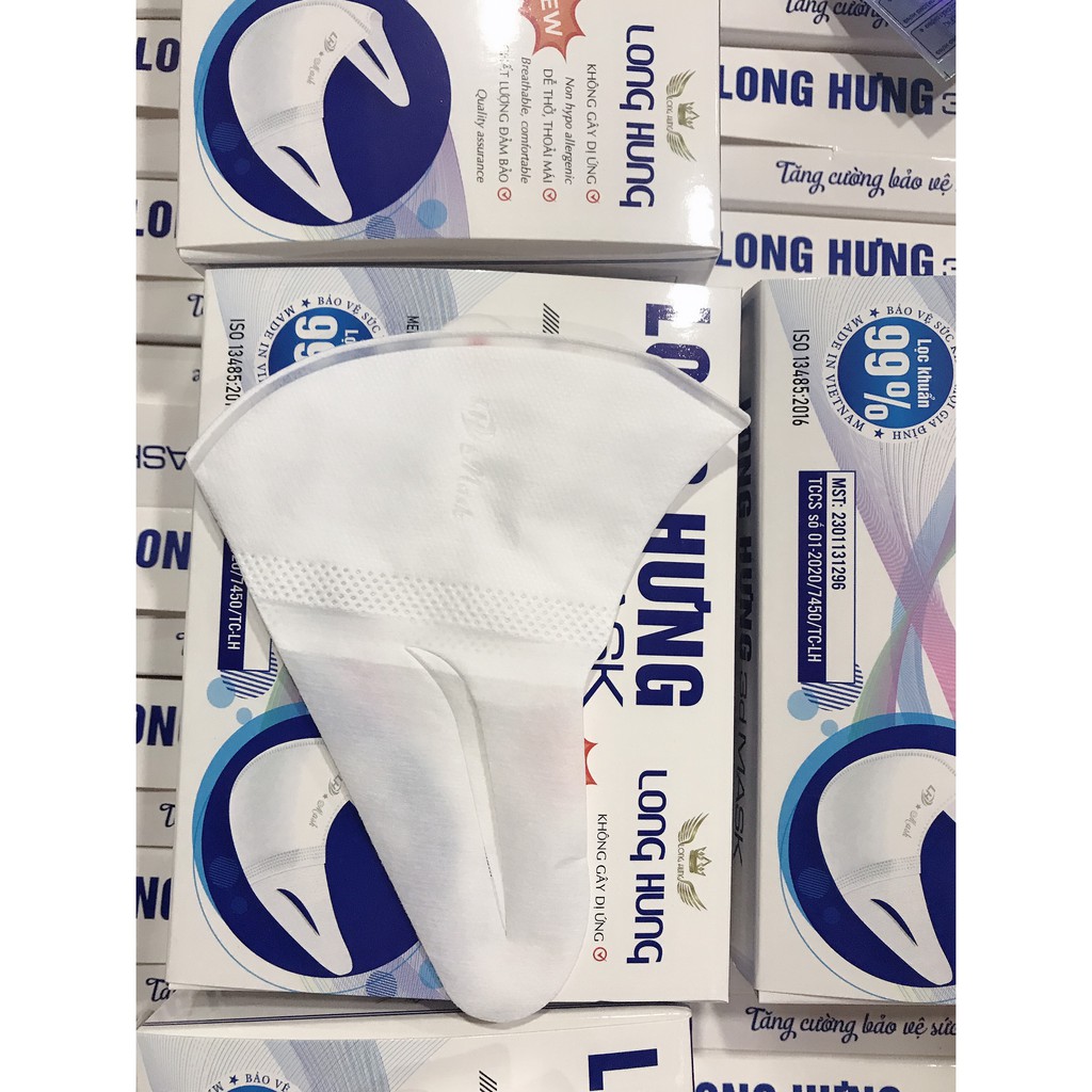 Khẩu trang 3D mask Long Hưng công nghệ Nhật Bản chống bụi mịn cao cấp hộp đóng 50 cái | BigBuy360 - bigbuy360.vn