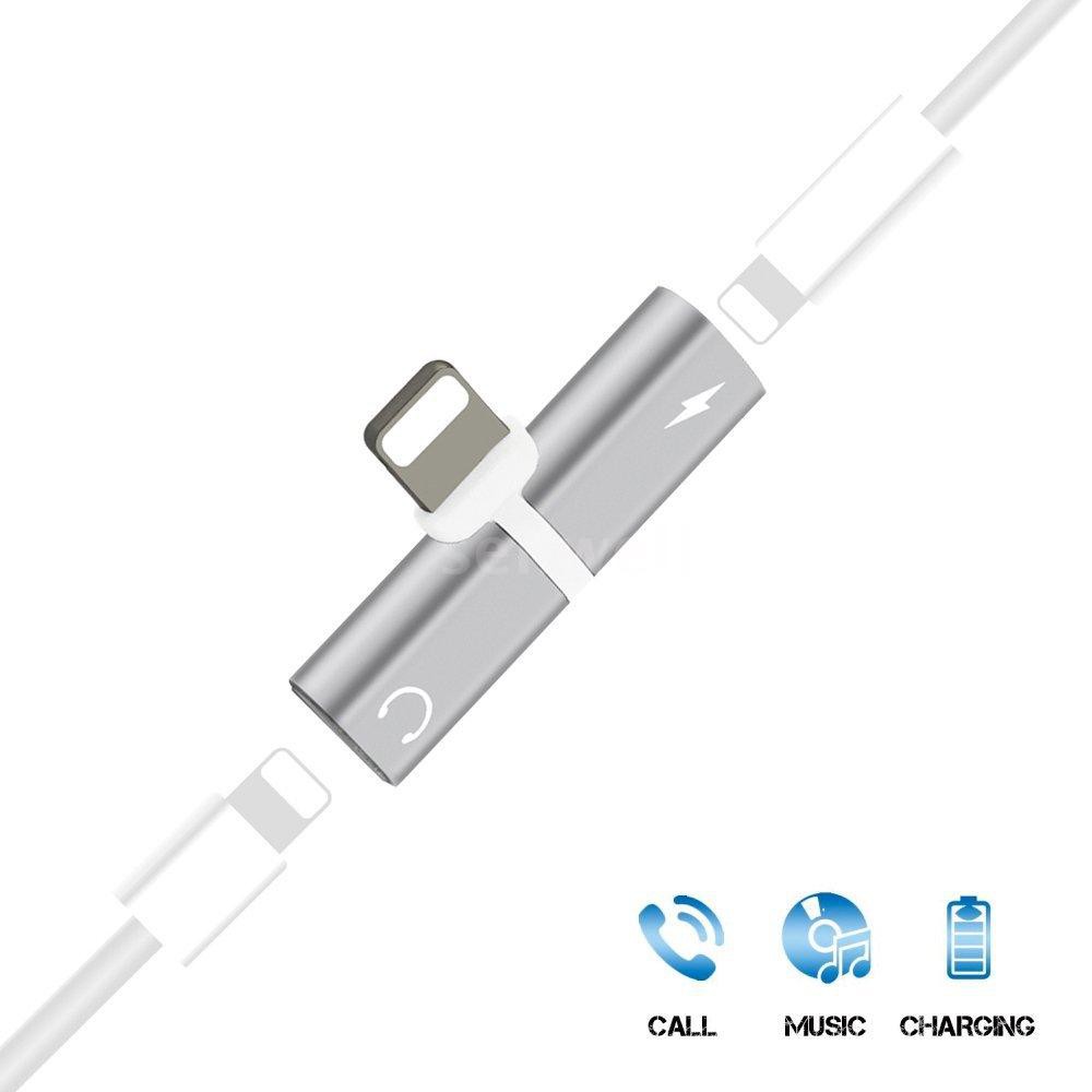☆Mini Lightning Splitter Adapter Audio AUX Converter Adapter with Dual Lightning Ports Headphone Jack