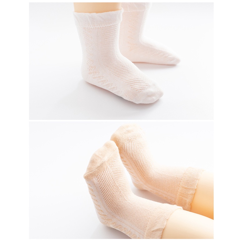 Set 4 Đôi Tất Cotton Không Xương Màu Trắng / Xanh Dương Cho Bé