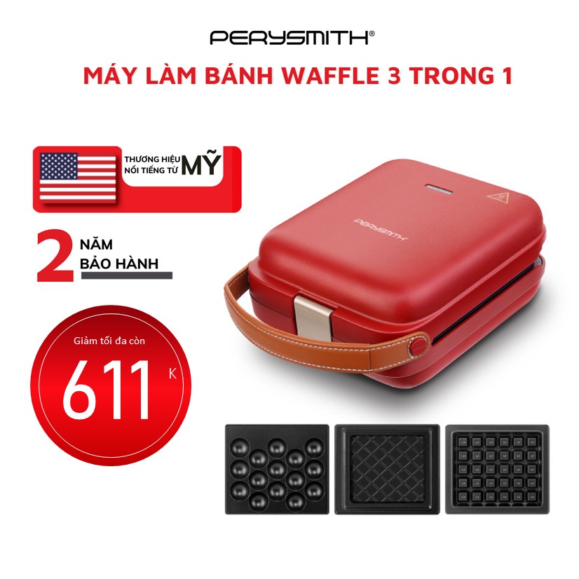 Máy làm bánh Waffle 3 trong 1 PerySmith WM360