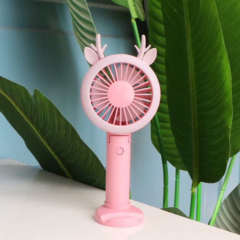 Quạt Cầm Tay IMEBOBO 3 Cấp Độ Gió Có Đèn Led Quạt Mini Cầm Tay Tích Điện Để Bàn Nhỏ Gọn Nhiều Màu Sắc