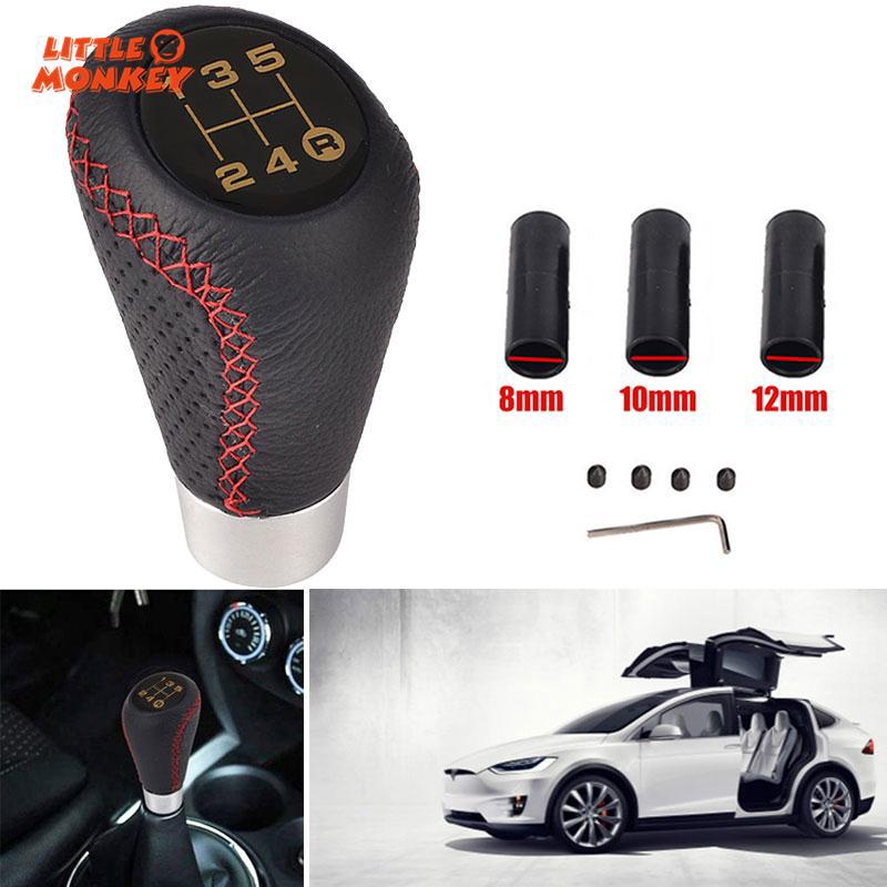 Tay nắm cần số xe hơi 5 tốc độ bọc da đỏ và đen