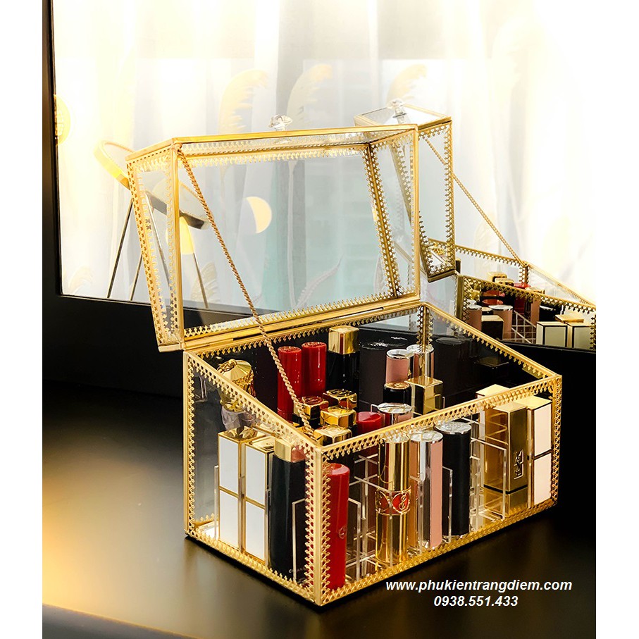 Hộp Đựng Son Môi 18 Ô Golden Viền Vàng