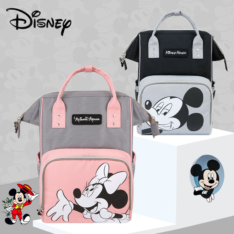 Túi đựng tã cho bé Disney Mickey Minnie Backpack Mummy Maternity Túi đựng tã Chăm sóc trẻ em Túi đa chức năng Organizer Pram