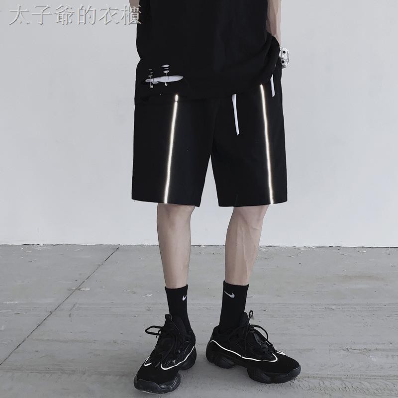 Quần short thể thao ống rộng màu phản quang phong cách hiphop cho nam