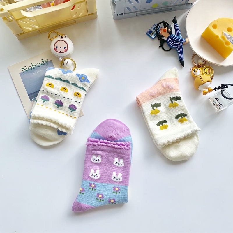 [Mã FAMARAL1 giảm 10K đơn 50K]TL44 Tất vớ nữ cổ cao Lolita hoa tiểu thư LẺ