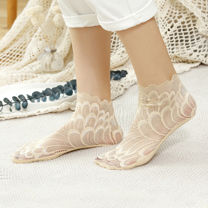 1 Đôi Tất Cotton Phối Ren Hoa xiangbao Co Giãn Dành Cho Nữ