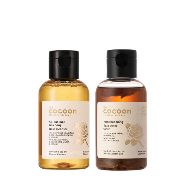 Combo gel rửa mặt hoa hồng cocoon 140ml + Toner nước hoa hồng cocoon 140ml