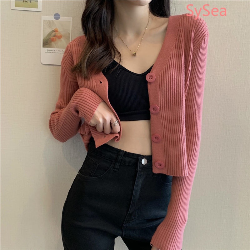 Áo khoác cardigan dệt kim tay dài phong cách Hàn Quốc thời trang mùa thu dành cho nữ
