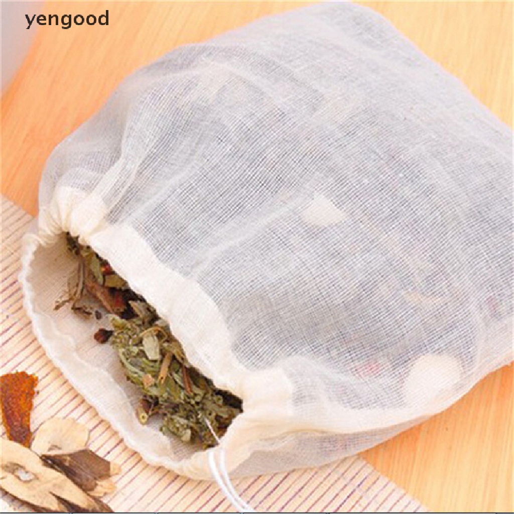 Bộ 10 Túi Lọc Trà Dây Rút 8x10cm Chất Liệu Cotton Tái Sử Dụng Tiện Lợi