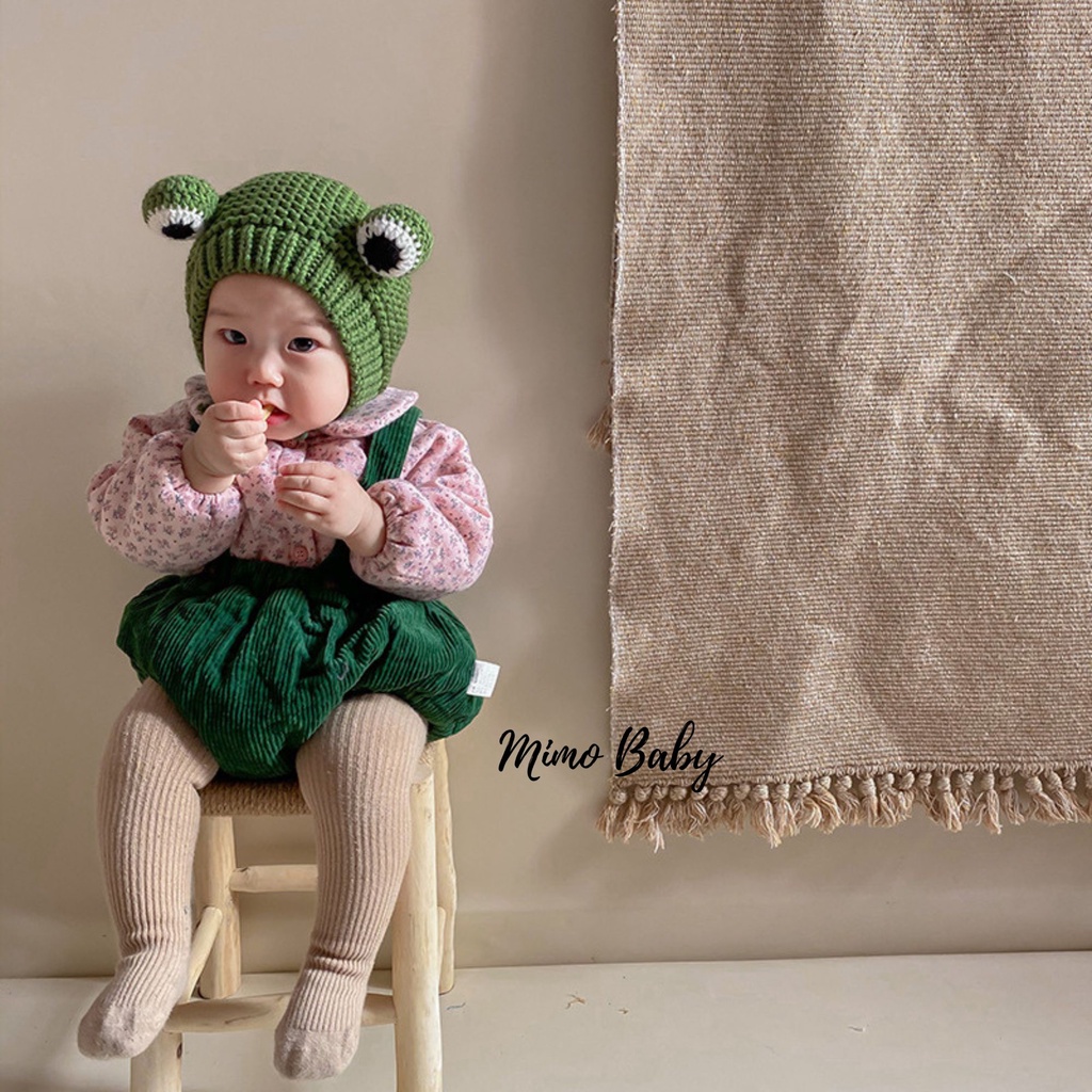 Mũ nón len buộc dây đan hình chú ếch dễ thương cho bé ML186 Mimo Baby