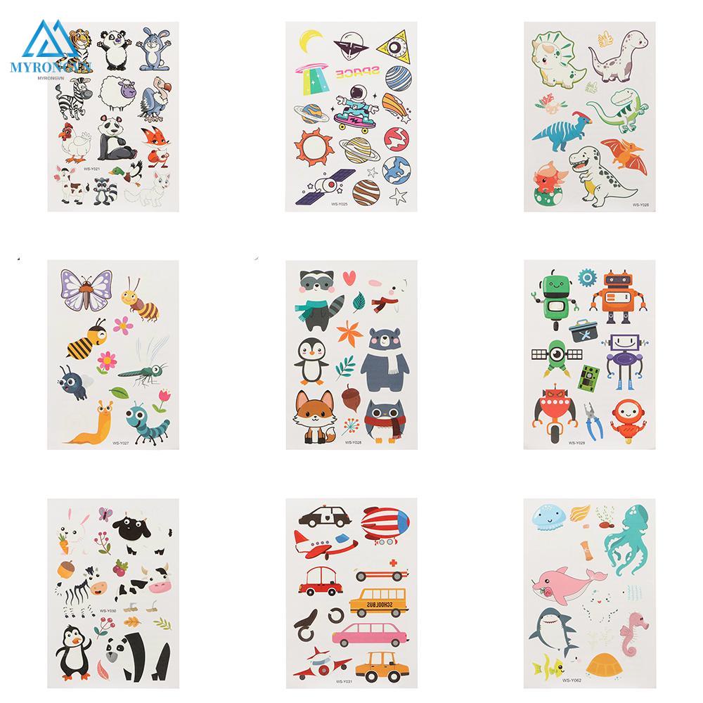 (Hàng Mới Về) Miếng Dán Xăm Tạm Thời Hình Hoạt Hình Dễ Thương Màu Dạ Quang Chống Thấm Nước Cho Trẻ Em