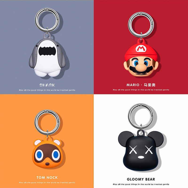 Shark Super Mario for AirTag Silicone Case Giá đỡ mềm Phụ kiện Air Tag Phụ kiện Nắp bảo vệ