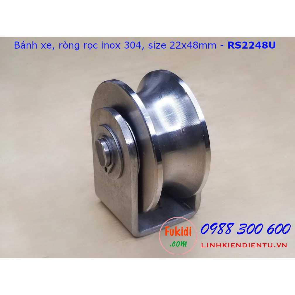 Ròng rọc, bánh xe cửa cổng, bánh xe định hướng inox 304 ray U, V, H size 22x48mm - RS2248U, RS2248V, RS2248H
